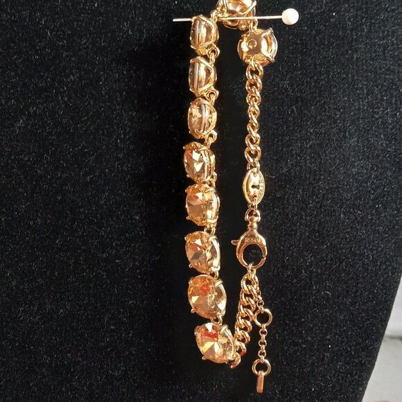 Fossil Gold tone metal/largeGold tone Rhinestone Bracelet - Picture 1 of 8